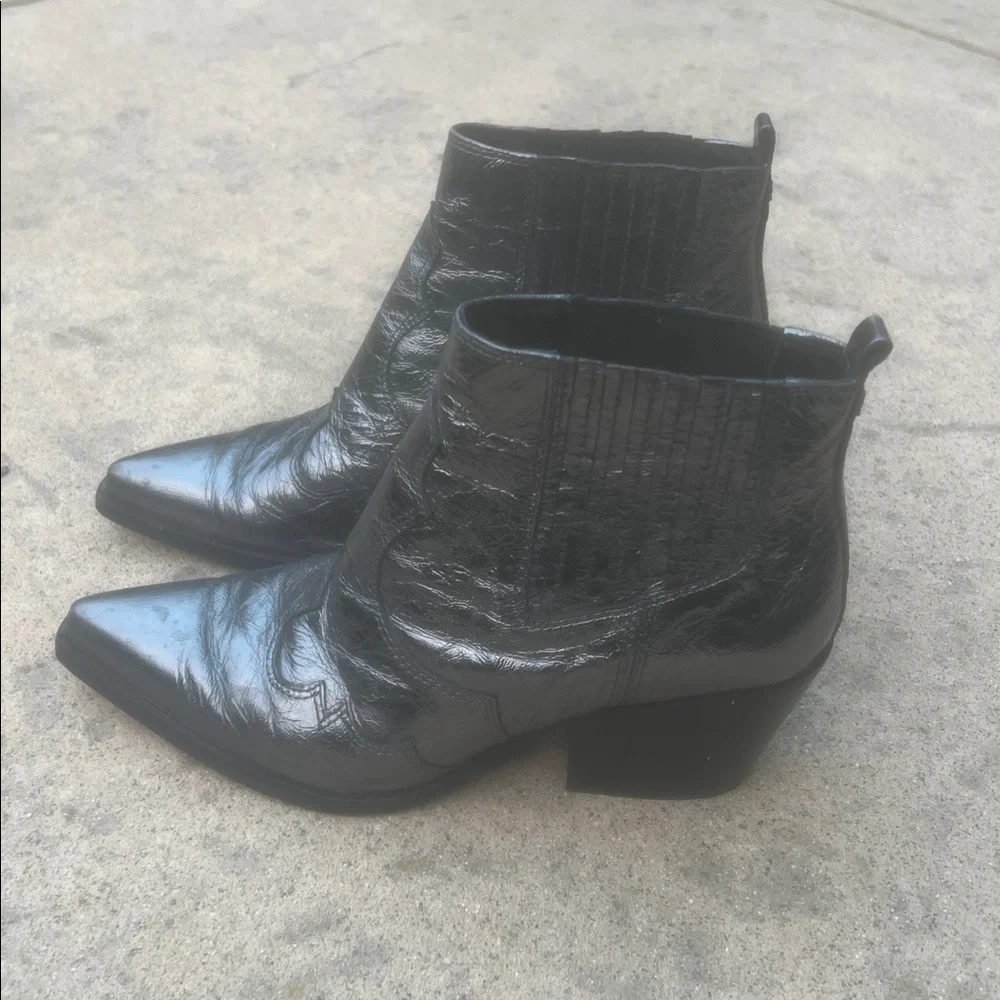 Sam Edelman Winona Shimey Metallic Weterm Ankle Cowgirl Bootie Size 7.5
